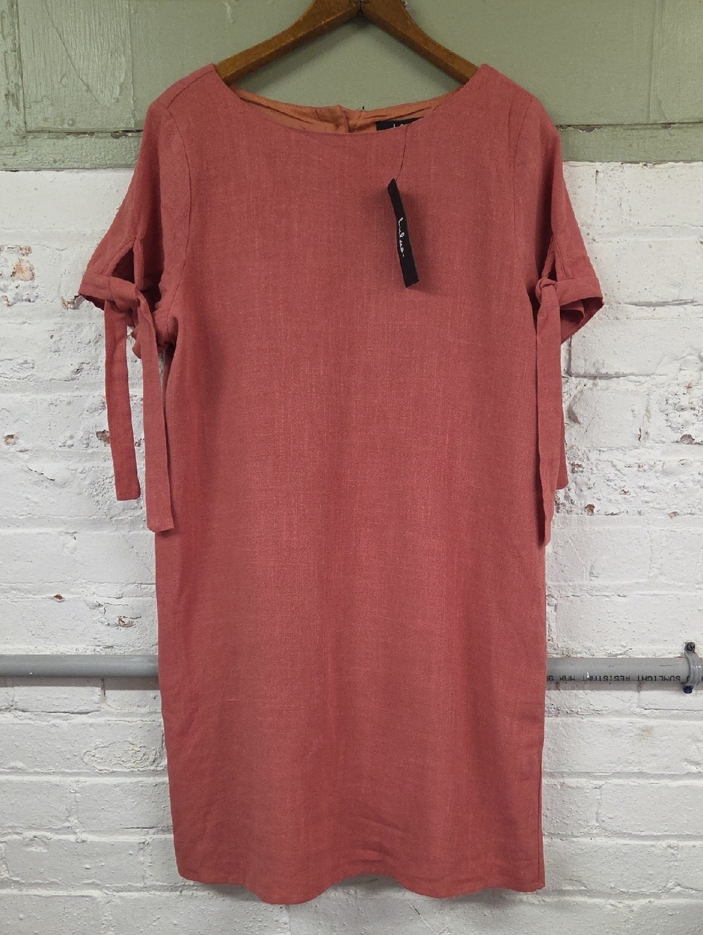 Lulu's Dusty Rose Tie-Sleeve Midi Shift Dress Size  Small NWT